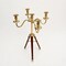 Elegant Tripod Candle Holder – Gold Polished Aluminum with Wood Detailing (17x17x31")